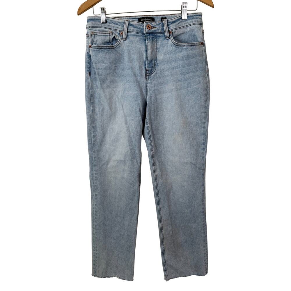 Flag & Anthem Premium Denim Light Wash Blue High Rise Straight Basic Jeans-10/30